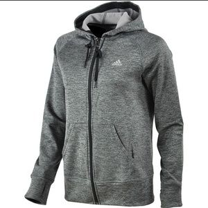 Adidas climawarm heather grey zip up hoodie NWOT